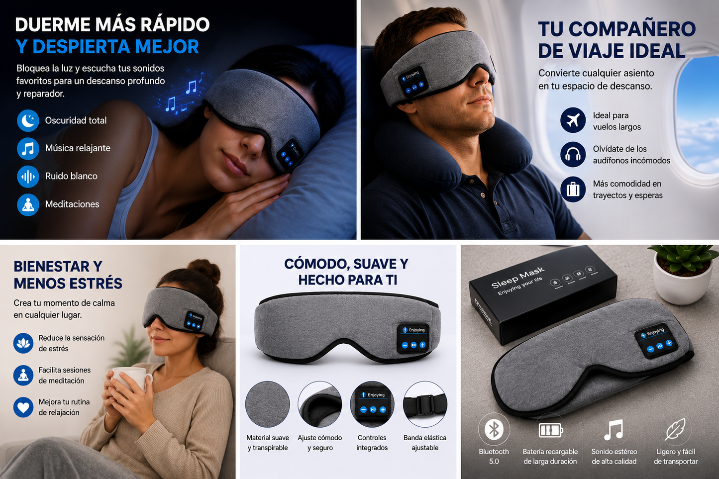 SUEÑOTOTAL™ ANTIFAZ PARA DORMIR CON BLUETOOTH